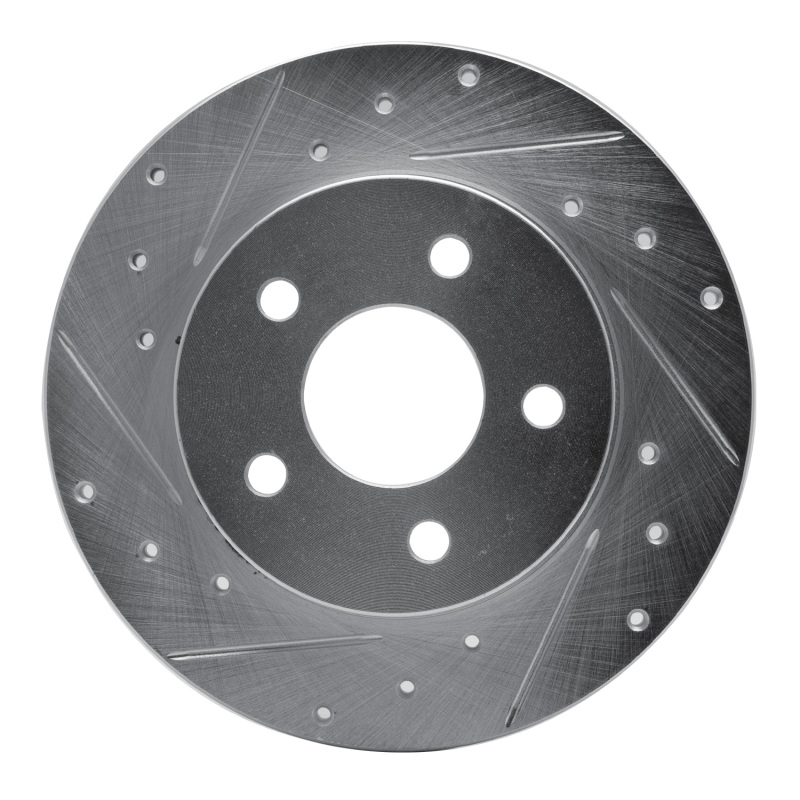 Chevrolet Malibu Brake Rotor (1) - Rear Left - R1 Concepts - Drilled & Slotted - Silver - `04-`12